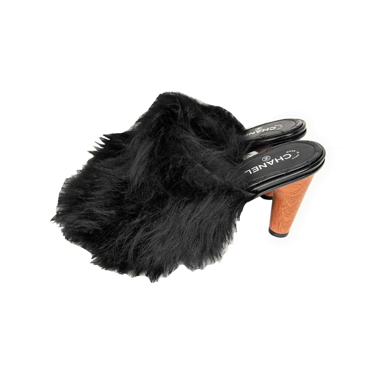 Chanel bag Interlocking CC Logo Fur Slide Mules 35.5