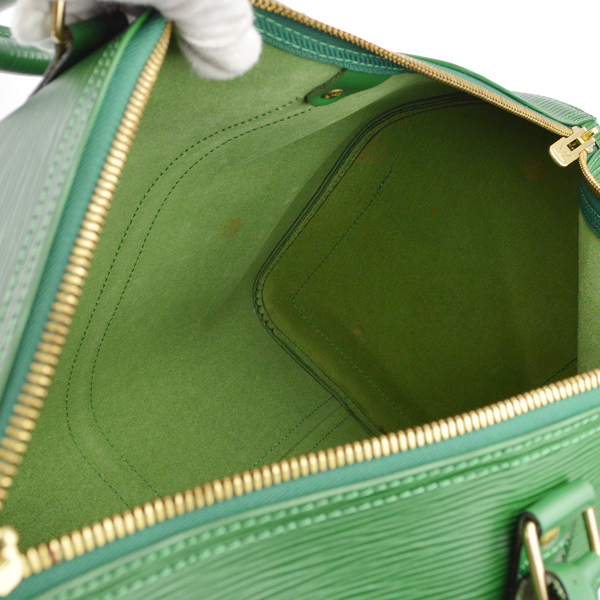 Louis Vuitton Green Epi Keepall 45 Travel Duffle Handbag M42974