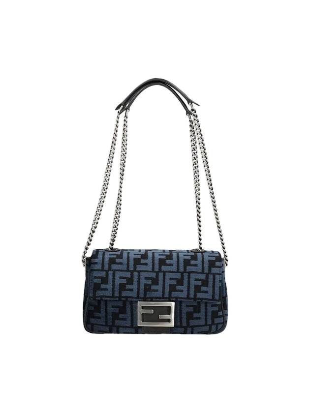 Luxury Fendi Baguette Chain Medium Shoulder Bag Blue