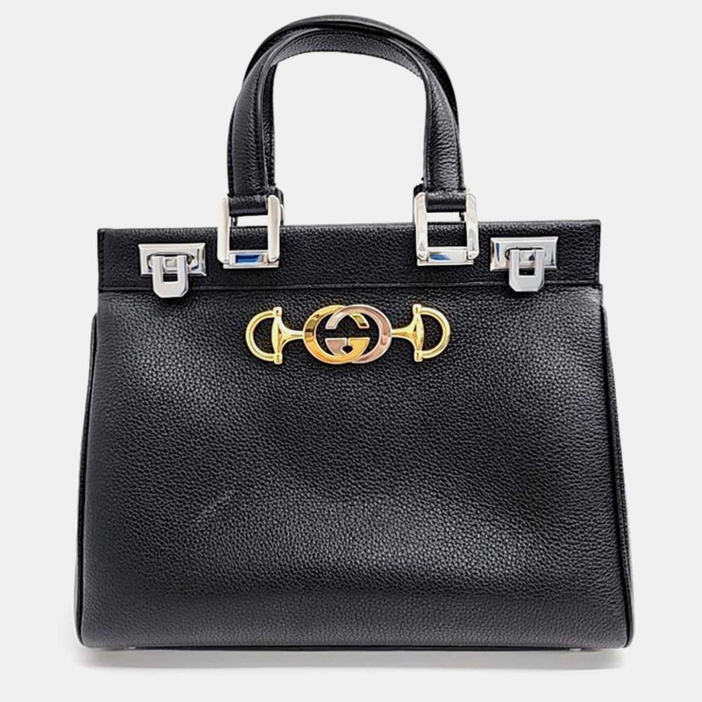 Luxury Gucci Trending 2025 Black Leather Zumi Top Handle Small Bag