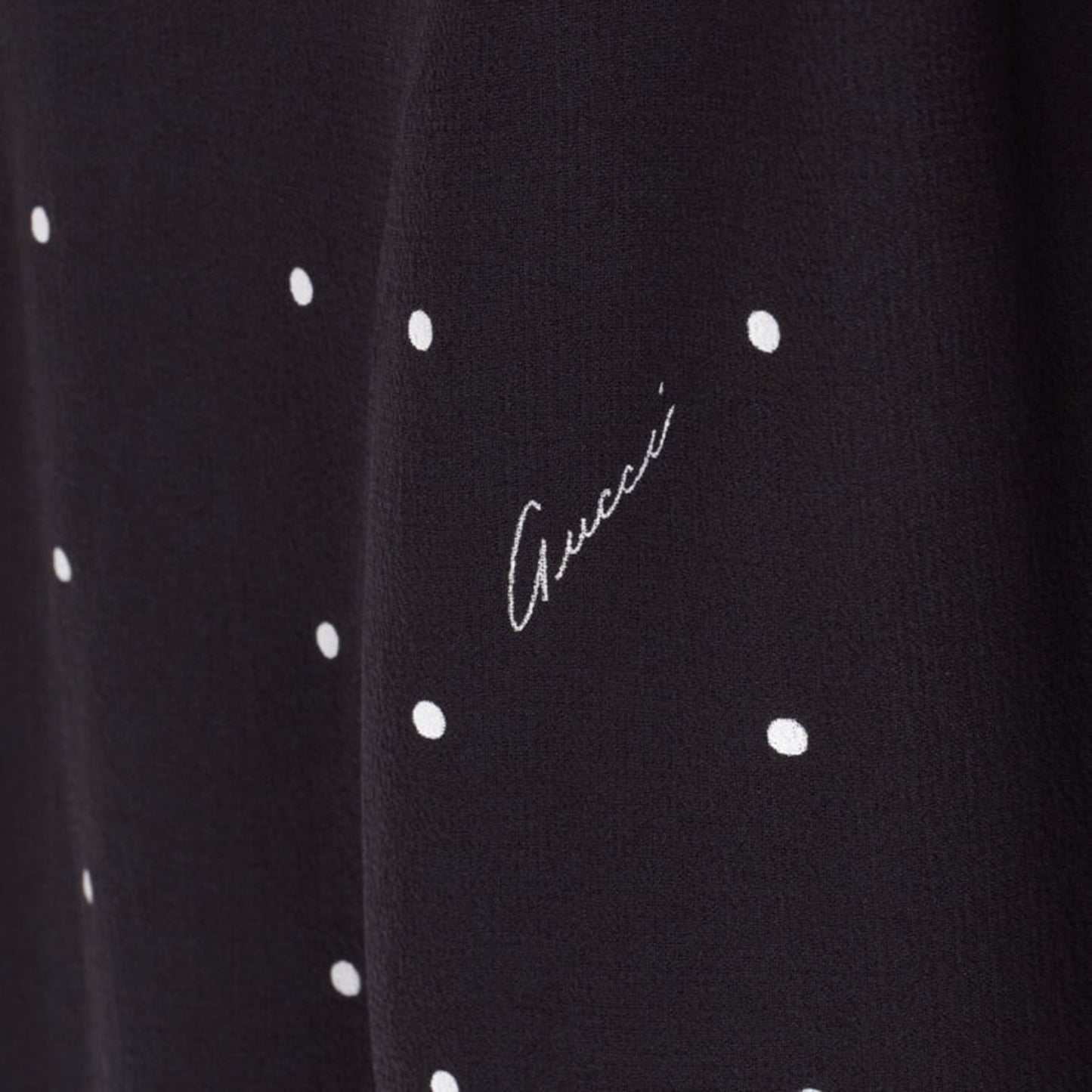 Gucci polka dot cursive logo print laced mini dress