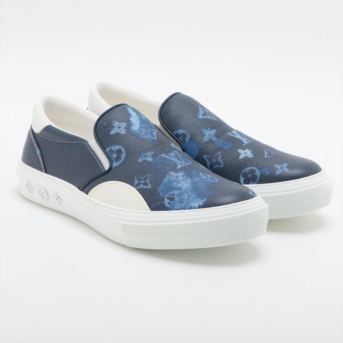 Louis Vuitton LV Original Line 21 Year PVC  Leather Slippon 5  Navyx × White LD0211 Monogram Insole Marked Family Selling Goods