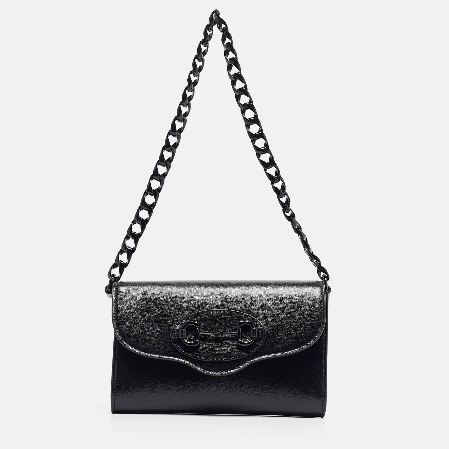 Luxury Gucci Trending 2025 Black Leather Mini Monochrome Horsebit 1955 Shoulder Bag