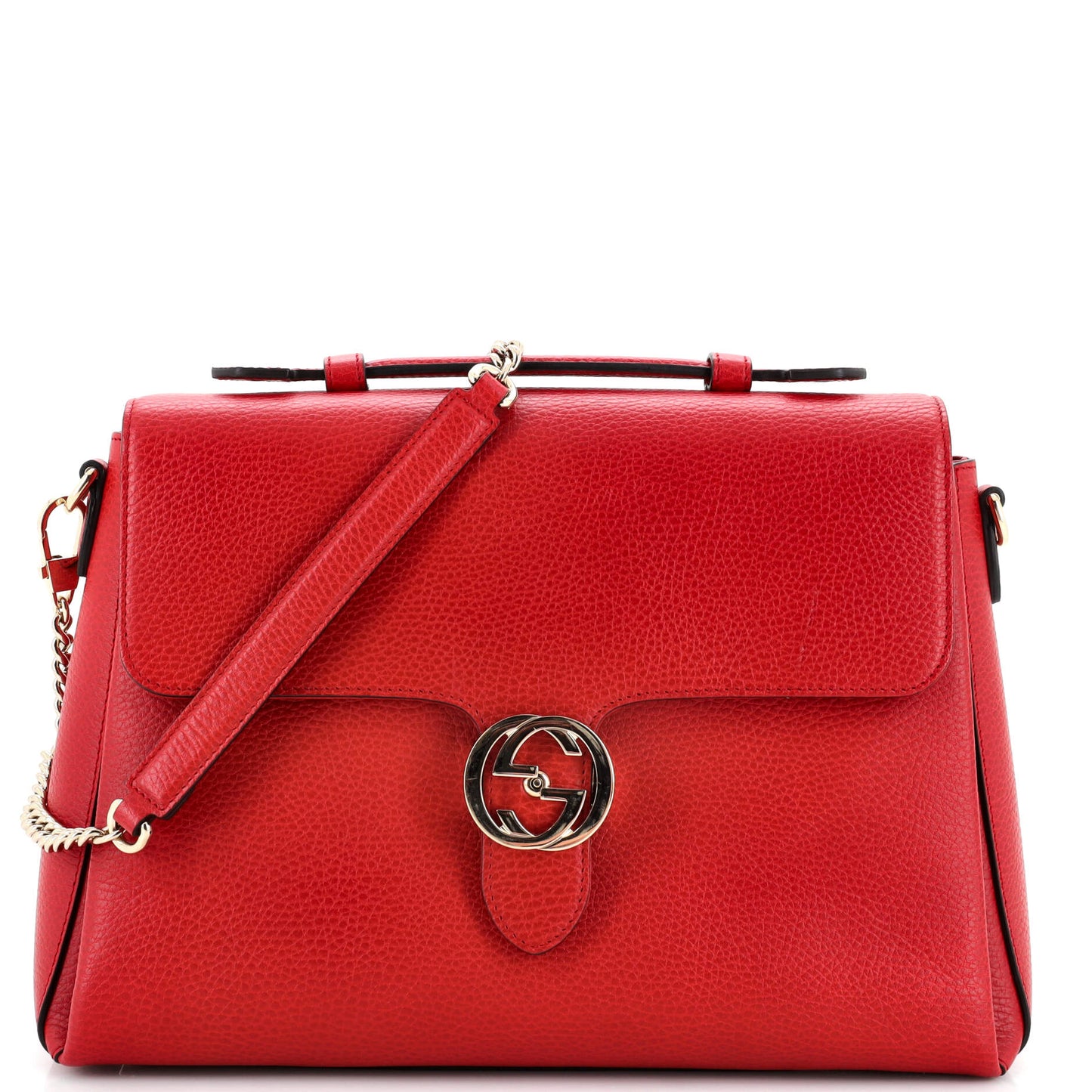 Luxury Gucci Trending 2025 Interlocking Top Handle Bag Leather Medium