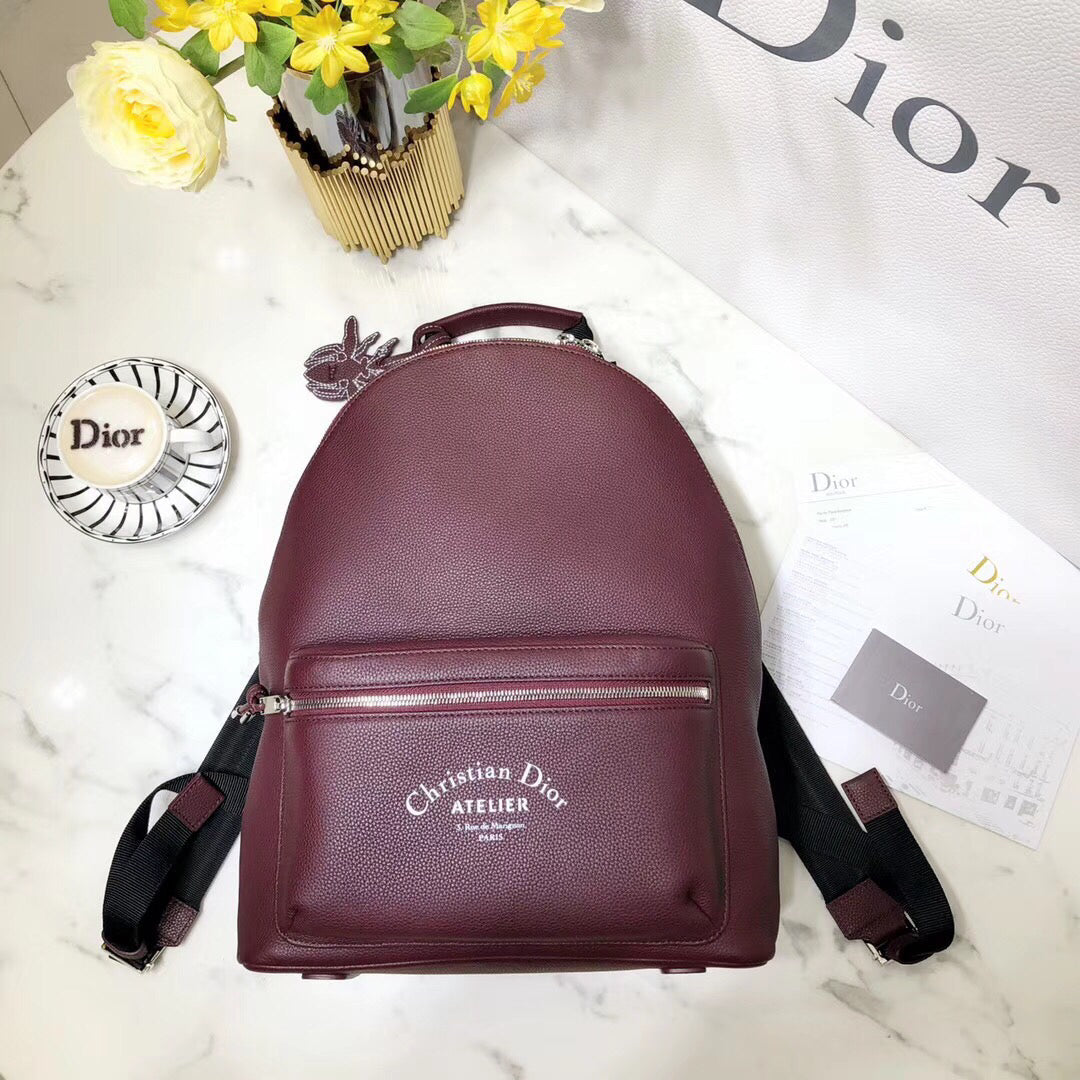 Luxury DiorRider Rucksack Backpack In Burgundy Calfskin