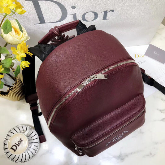 Luxury DiorRider Rucksack Backpack In Burgundy Calfskin