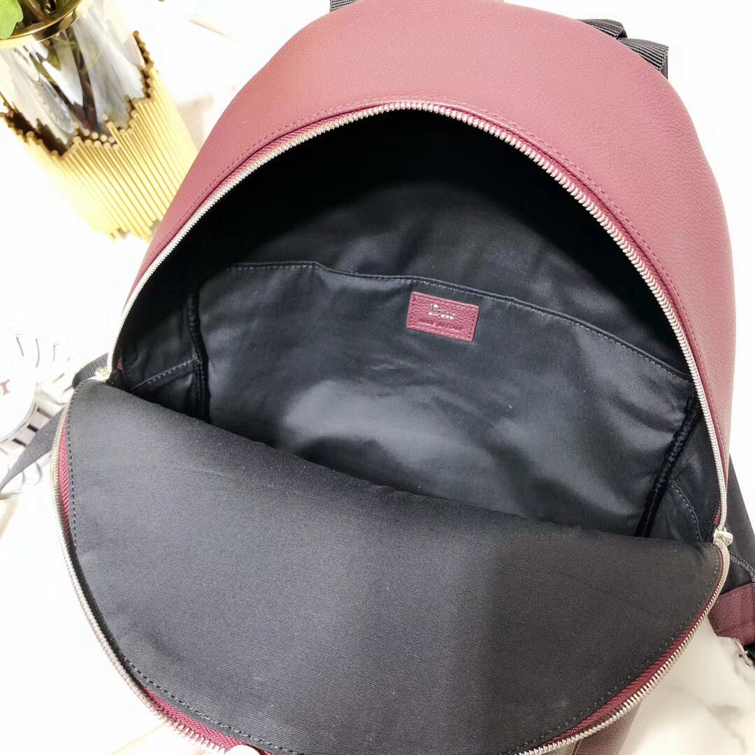 Luxury DiorRider Rucksack Backpack In Burgundy Calfskin