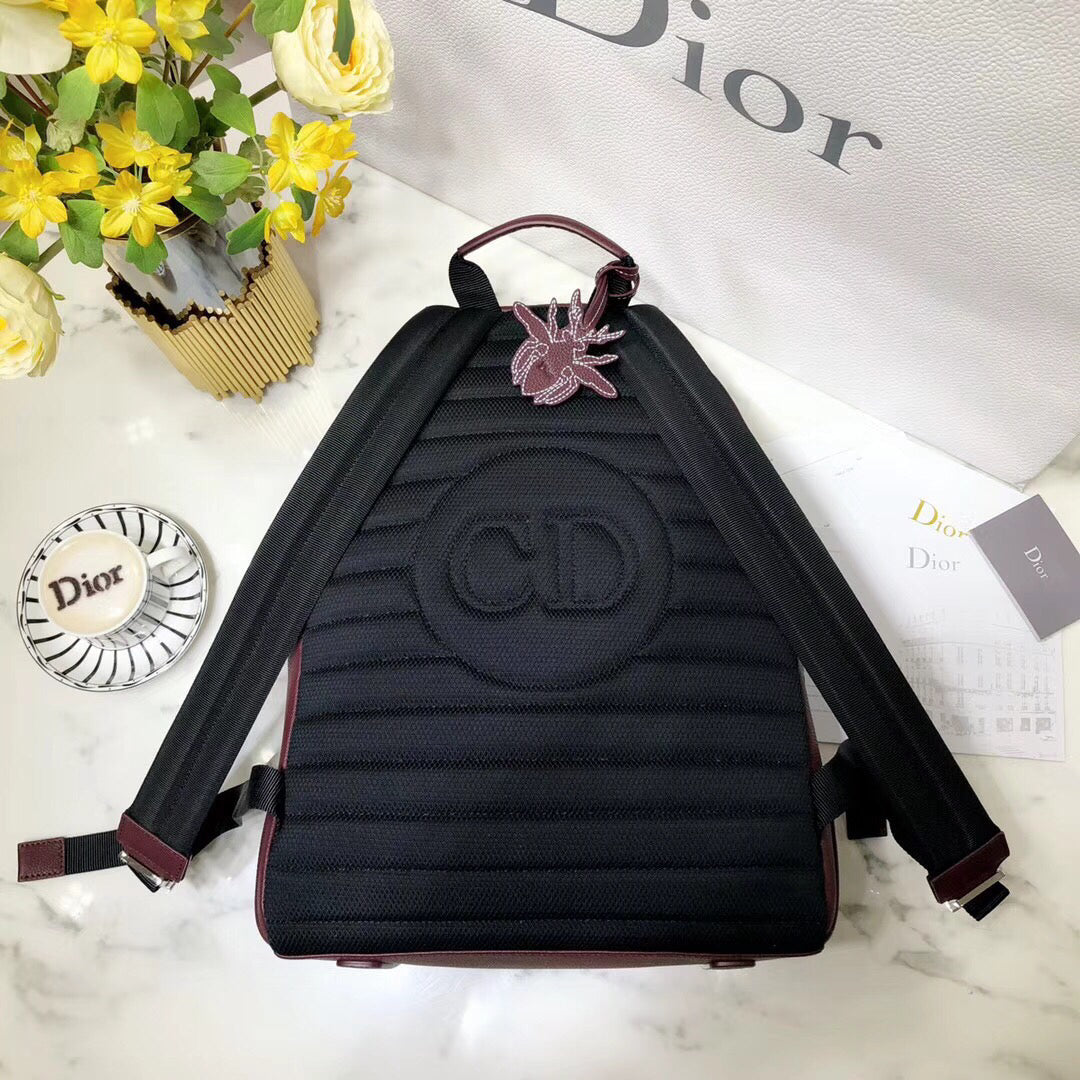 Luxury DiorRider Rucksack Backpack In Burgundy Calfskin