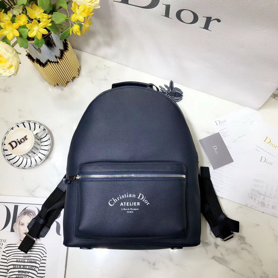 Luxury DiorRider Rucksack Backpack In Navy Blue Calfskin