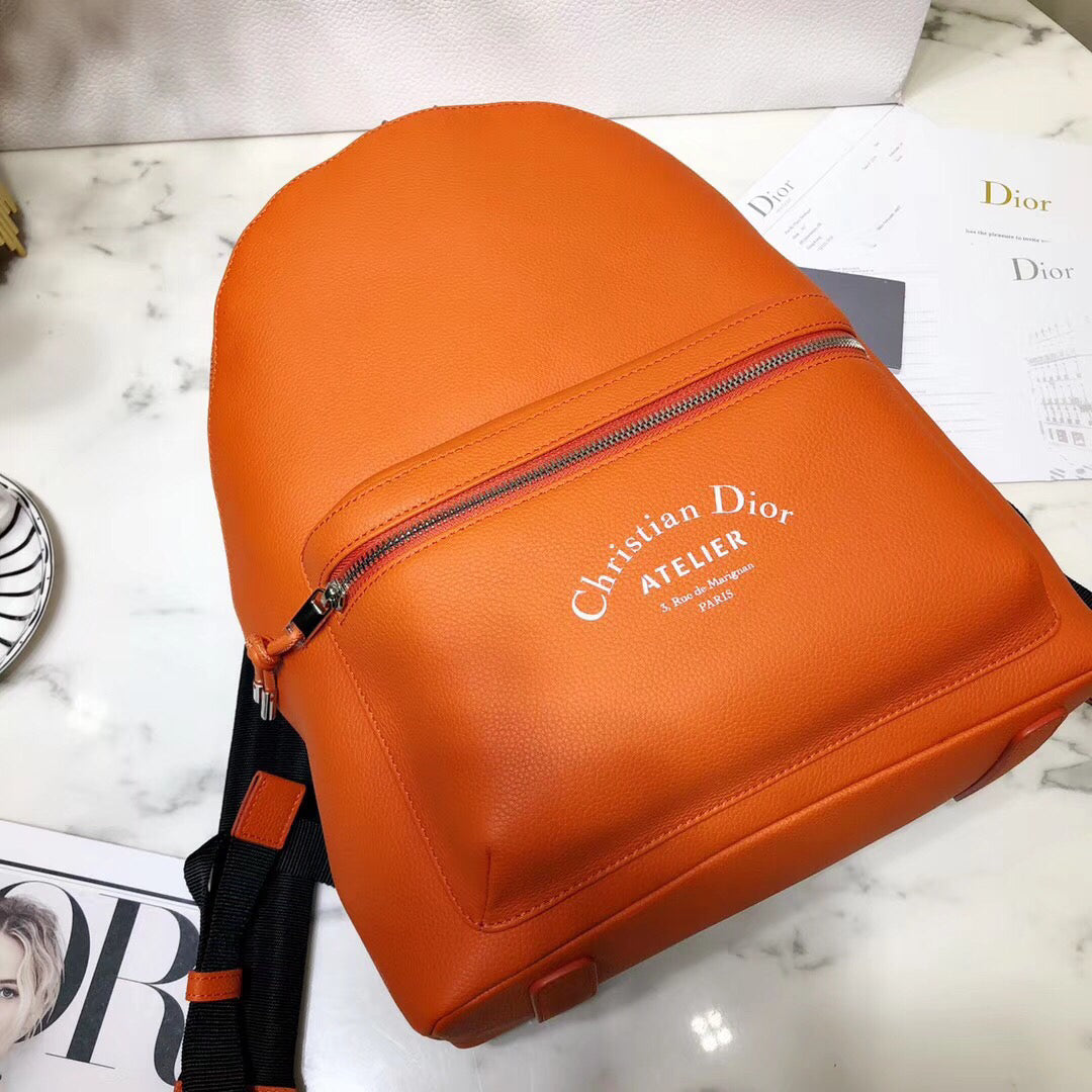 Luxury DiorRider Rucksack Backpack In Orange Calfskin