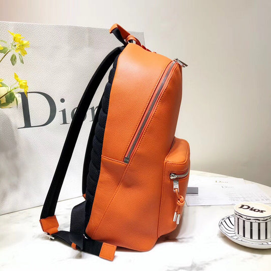 Luxury DiorRider Rucksack Backpack In Orange Calfskin