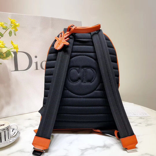 Luxury DiorRider Rucksack Backpack In Orange Calfskin