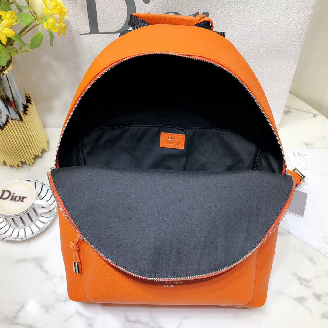 Luxury DiorRider Rucksack Backpack In Orange Calfskin
