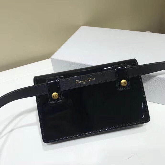 Luxury DiorSaddle Belt Bag In Black Patent Leather