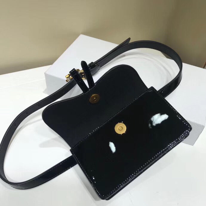 Luxury DiorSaddle Belt Bag In Black Patent Leather