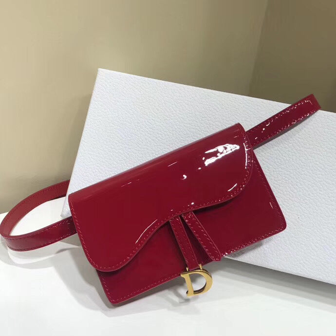 Luxury DiorSaddle Belt Bag In Red Patent Leather