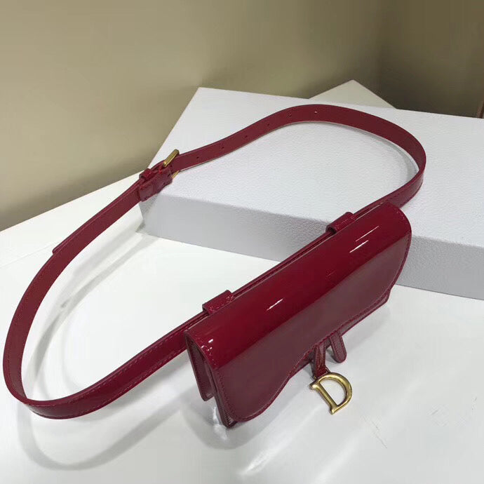 Luxury DiorSaddle Belt Bag In Red Patent Leather