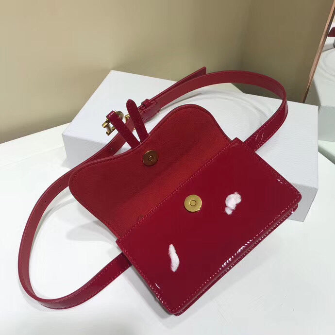 Luxury DiorSaddle Belt Bag In Red Patent Leather