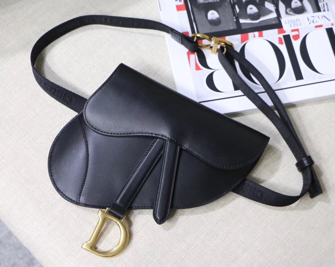 Luxury DiorSaddle Belt Bag In Black Smooth Calfskin