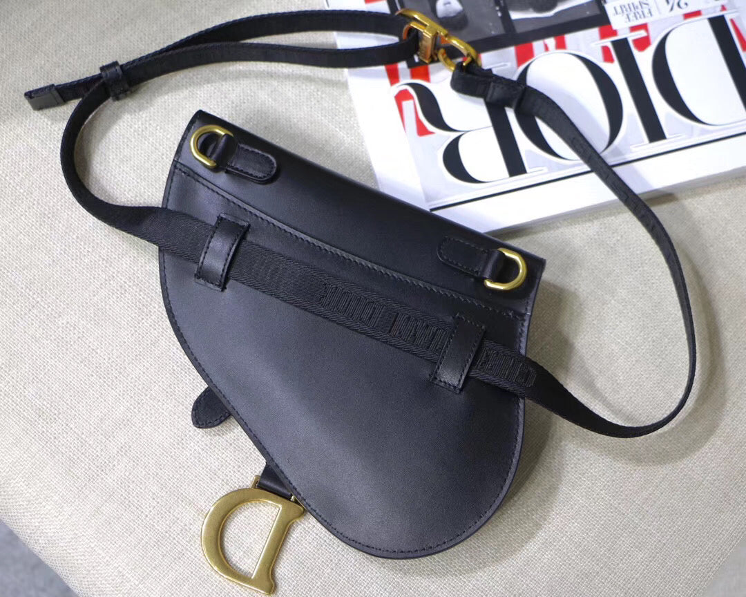 Luxury DiorSaddle Belt Bag In Black Smooth Calfskin