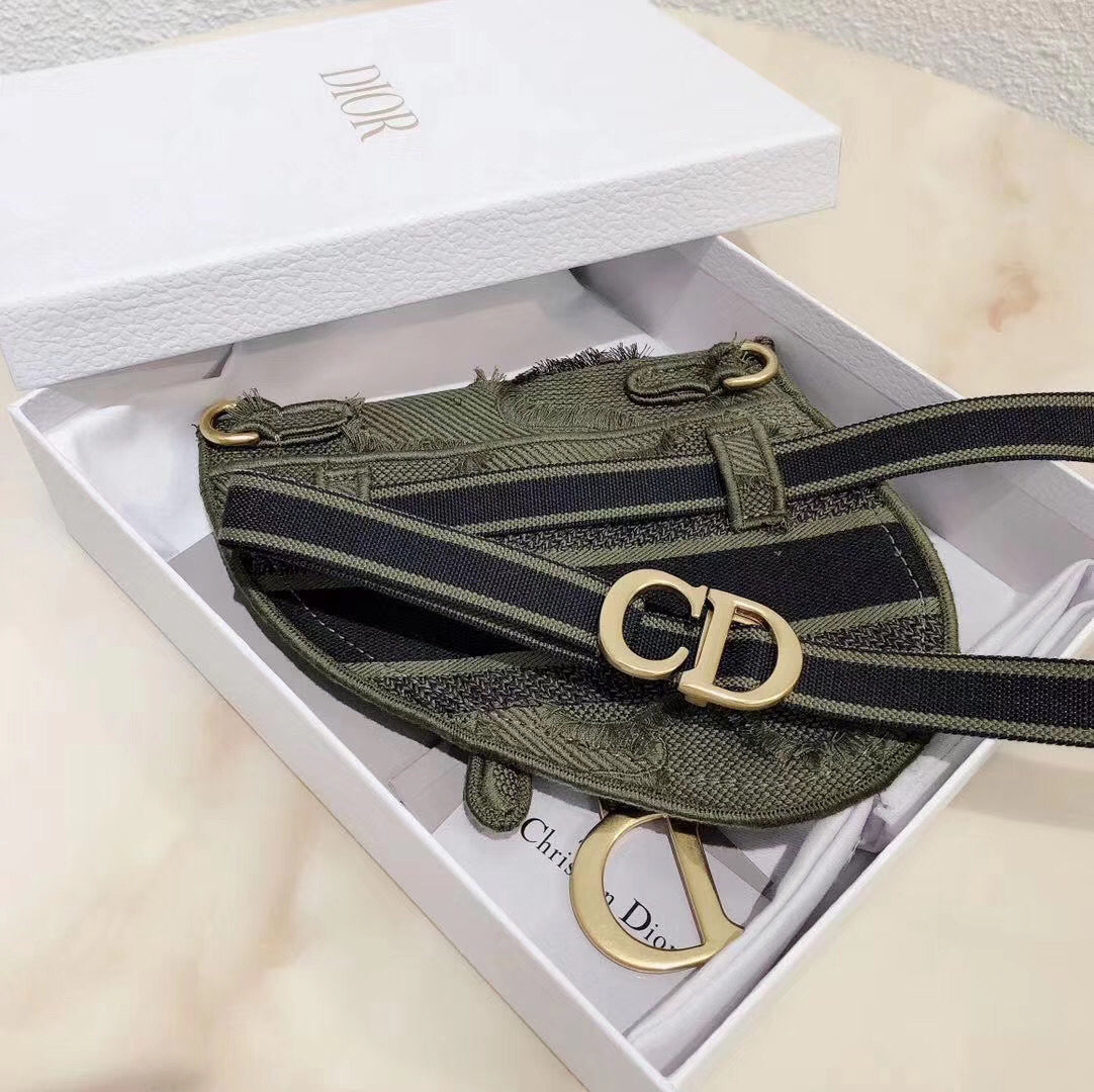 Luxury DiorSaddle Pouch Belt Bag In Green Camouflage Canvas