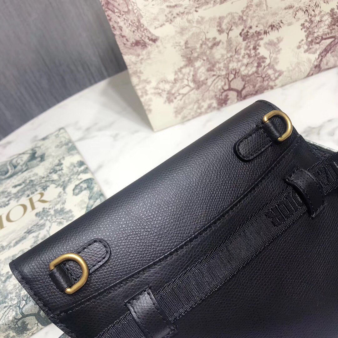 Luxury DiorSaddle Belt Bag In Black Grained Calfskin