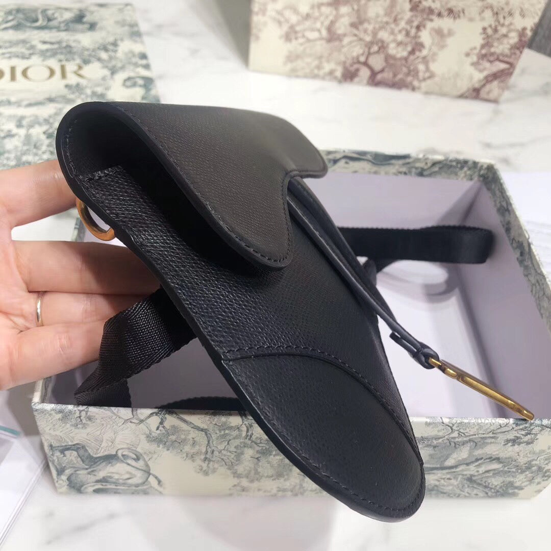 Luxury DiorSaddle Belt Bag In Black Grained Calfskin