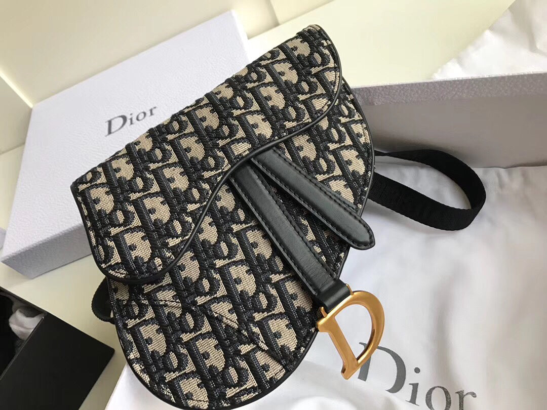 Luxury DiorSaddle Belt Bag In Blue Oblique Canvas