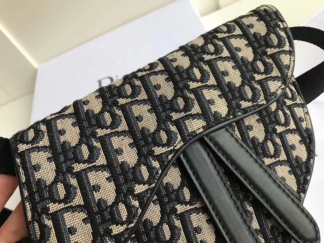 Luxury DiorSaddle Belt Bag In Blue Oblique Canvas