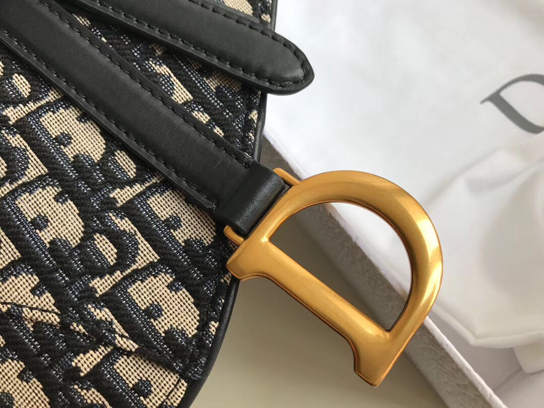 Luxury DiorSaddle Belt Bag In Blue Oblique Canvas