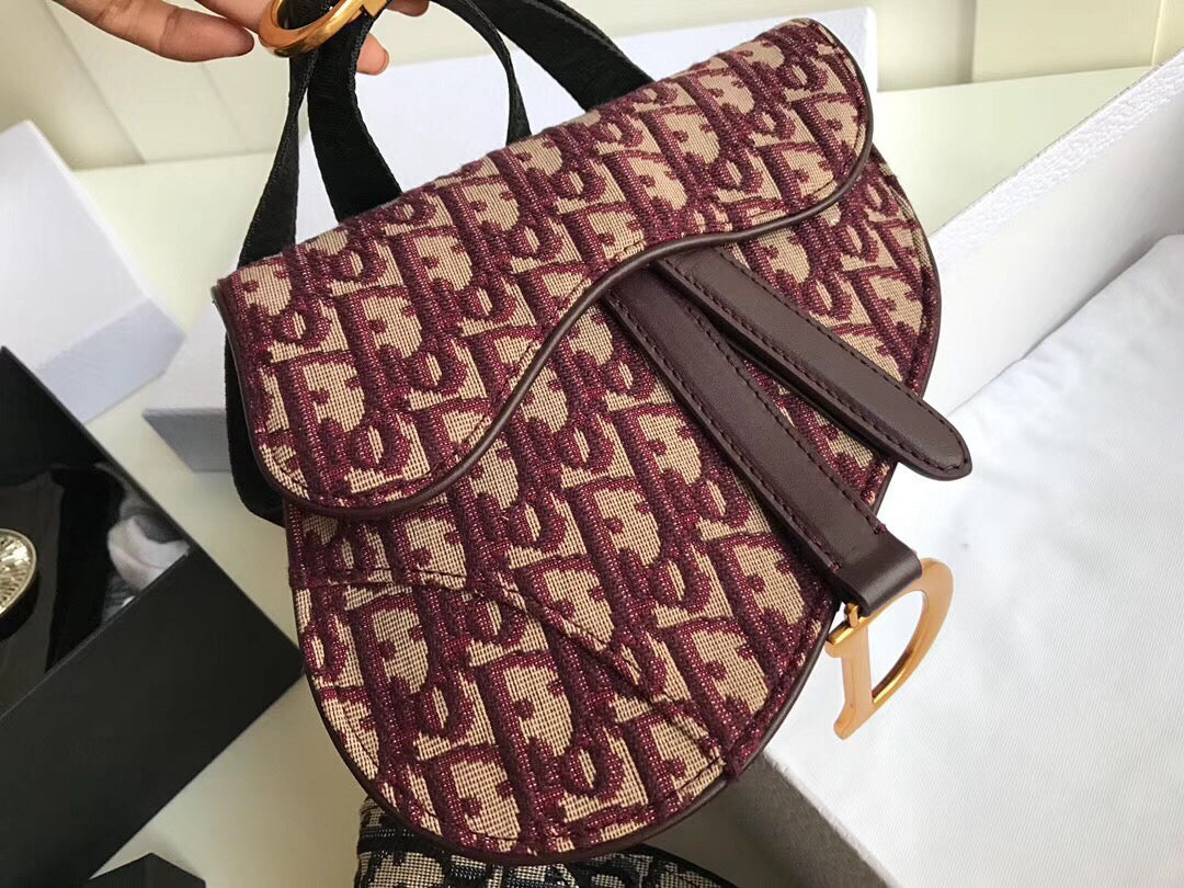 Luxury DiorSaddle Belt Bag In Bordeaux Oblique Canvas