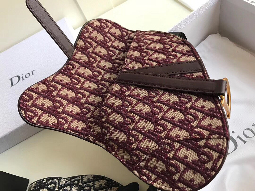 Luxury DiorSaddle Belt Bag In Bordeaux Oblique Canvas