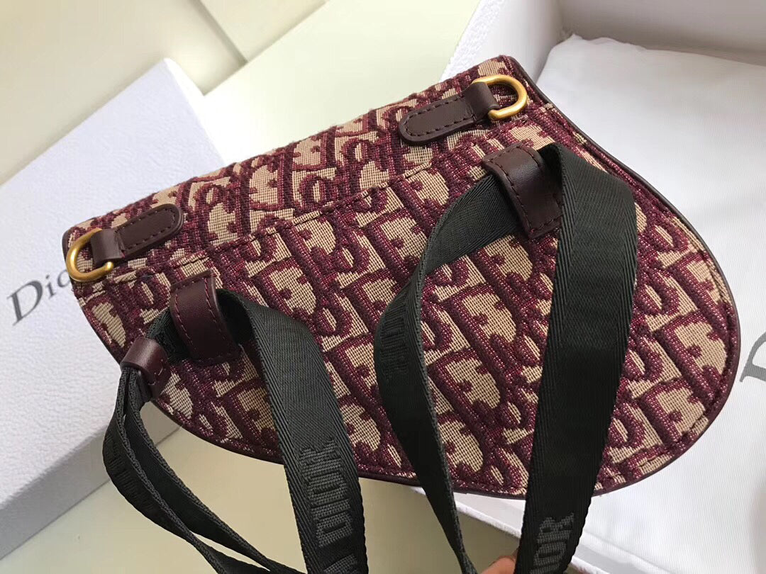 Luxury DiorSaddle Belt Bag In Bordeaux Oblique Canvas