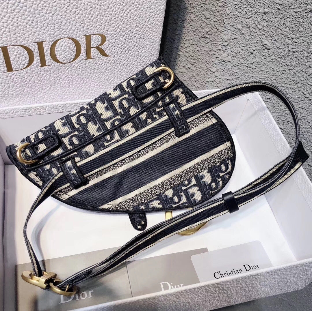 Luxury DiorSaddle Pouch Belt Bag In Blue Oblique Canvas
