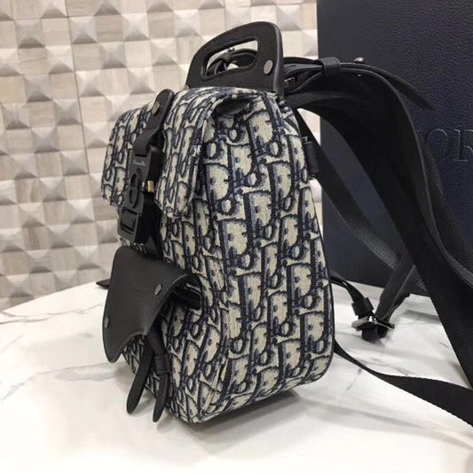 Luxury DiorMini Saddle Backpack In Blue Oblique Jacquard