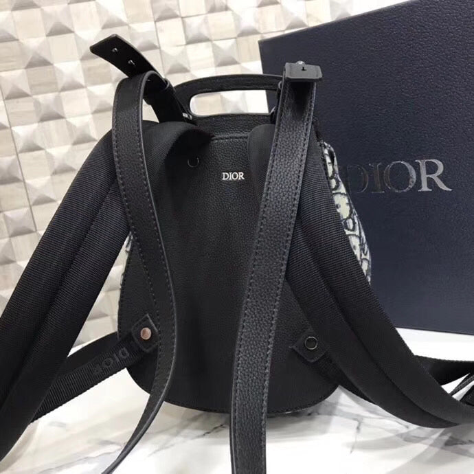 Luxury DiorMini Saddle Backpack In Blue Oblique Jacquard