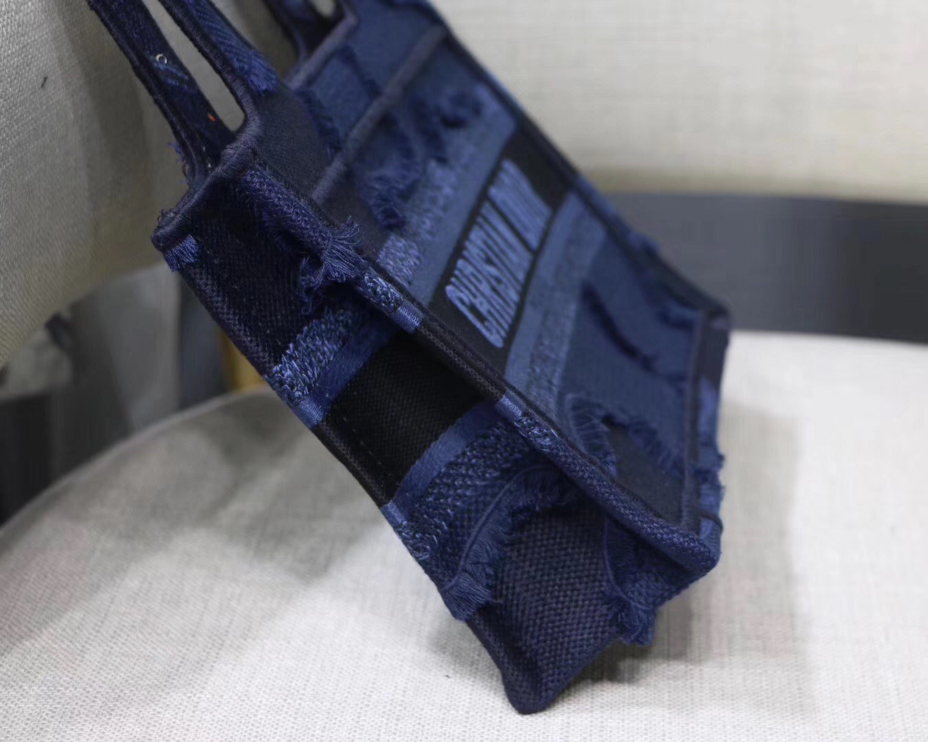 Luxury DiorMini Book Tote Bag In Blue Camouflage Canvas