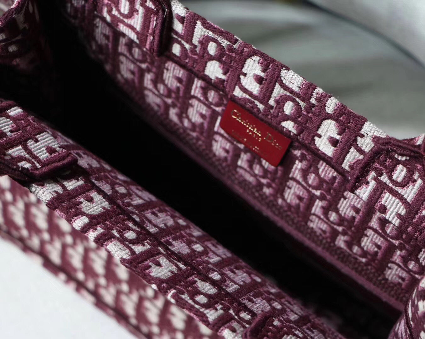 Luxury DiorSmall Book Tote Bag In Bordeaux Oblique Canvas