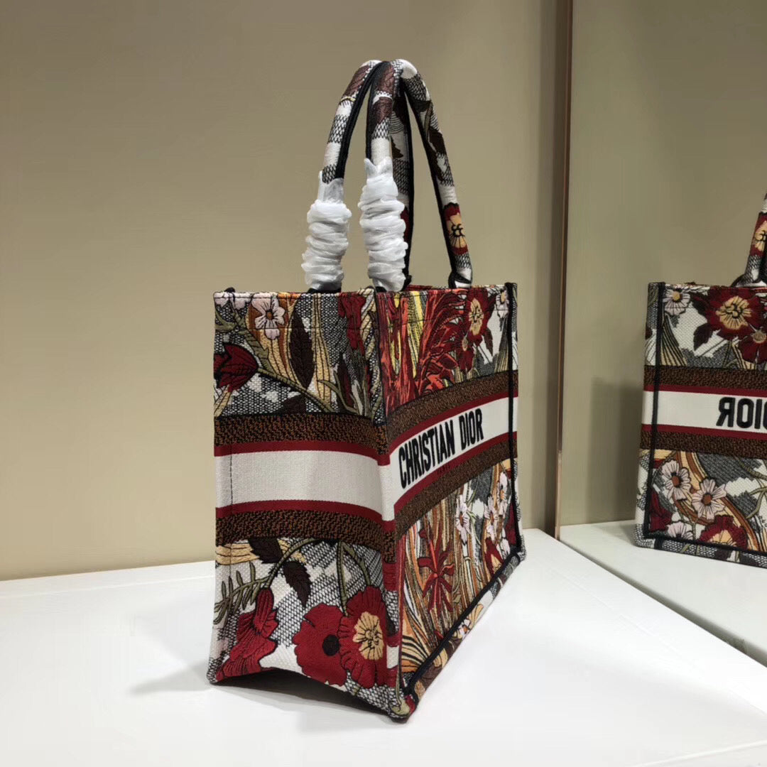 Luxury DiorSmall Book Tote Bag In Red Phoenix Canvas