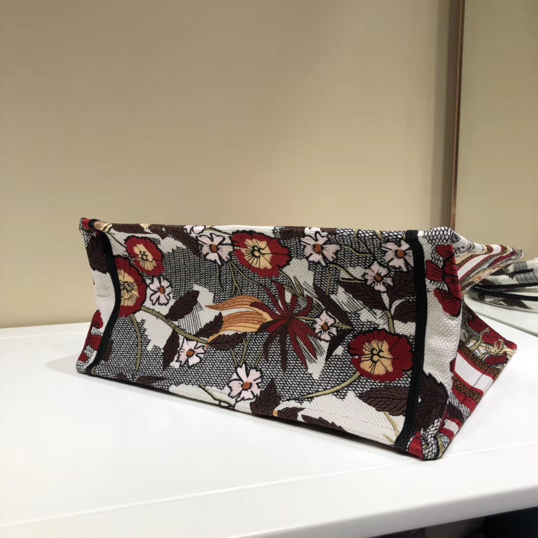 Luxury DiorSmall Book Tote Bag In Red Phoenix Canvas