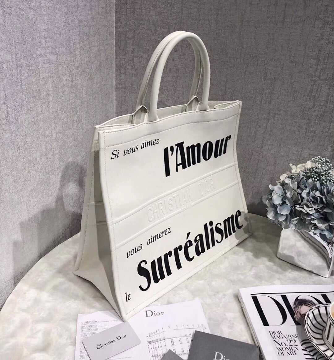 Luxury DiorSurrealism Book Tote In White Printed Calfskin