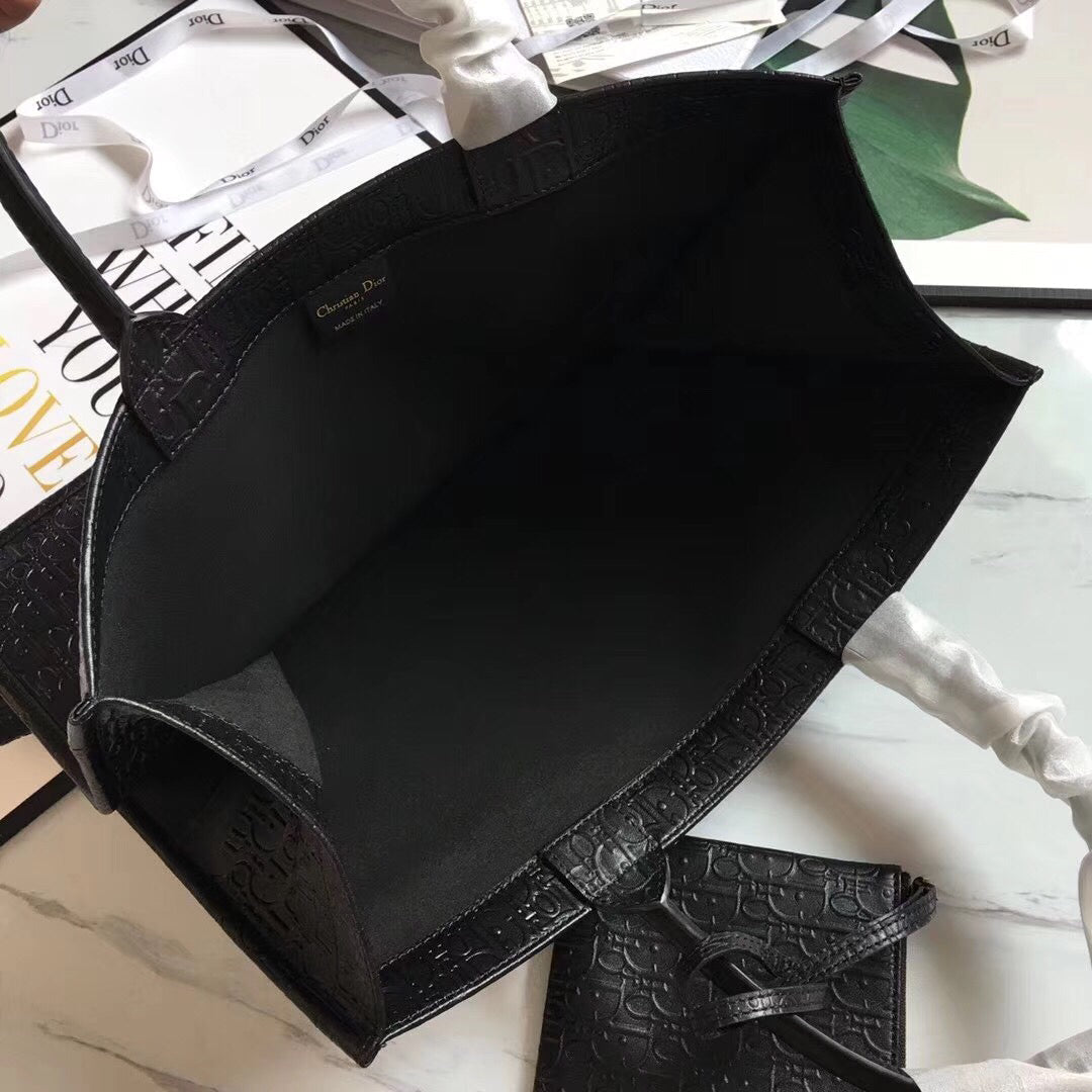 Luxury DiorOblique Embossed Calfskin Book Tote Bag