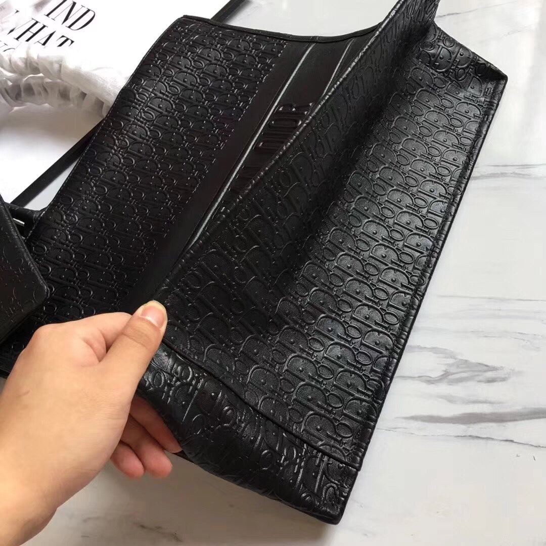 Luxury DiorOblique Embossed Calfskin Book Tote Bag