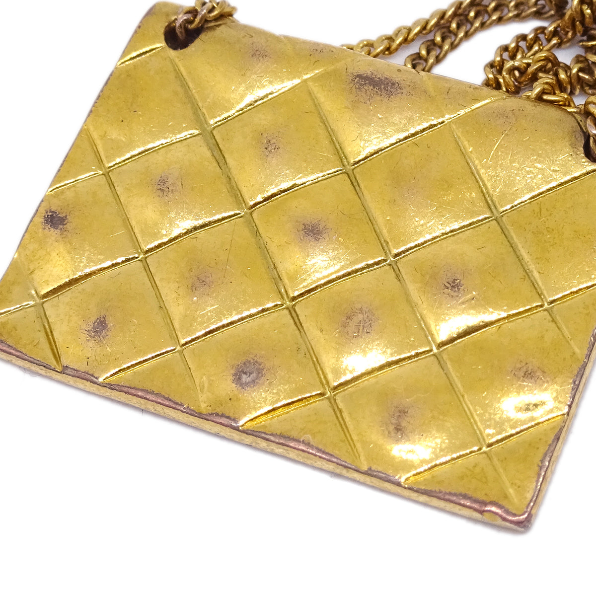 Chanel Gold Bag Dangle Earrings Clip-On 94P