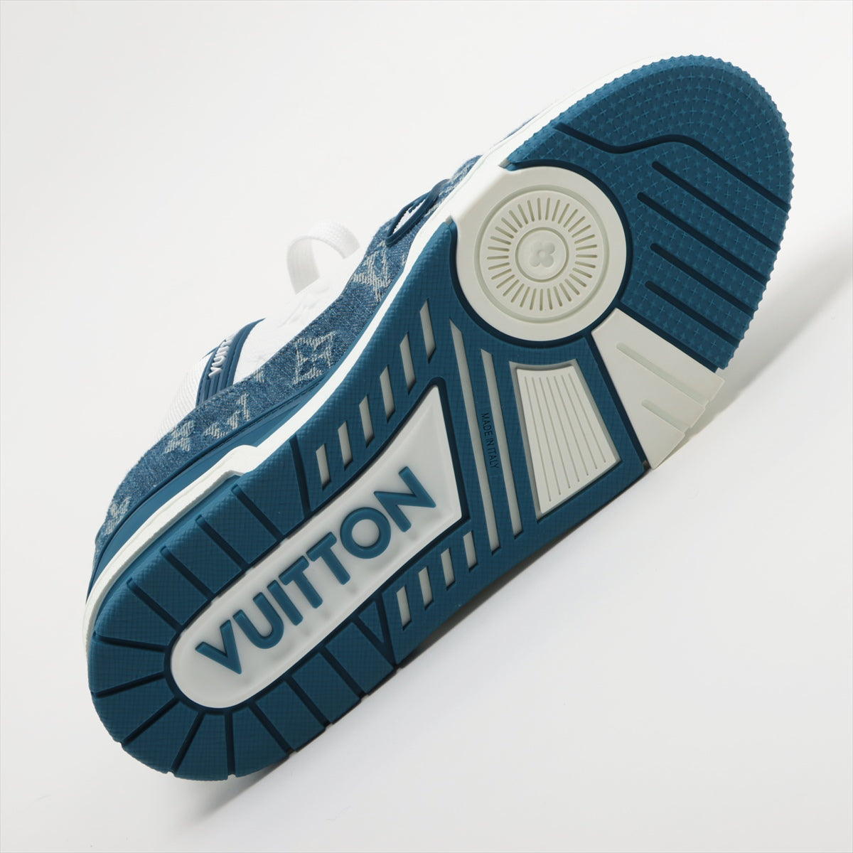 Louis Vuitton LV Trainer Line 23 Years Denim x Leather Sneaker 7 1/2 Men Blue x White BM0213 Monogram Denim X
