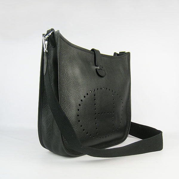 Luxury Hermes Evelyne I handbag H6309 black silver