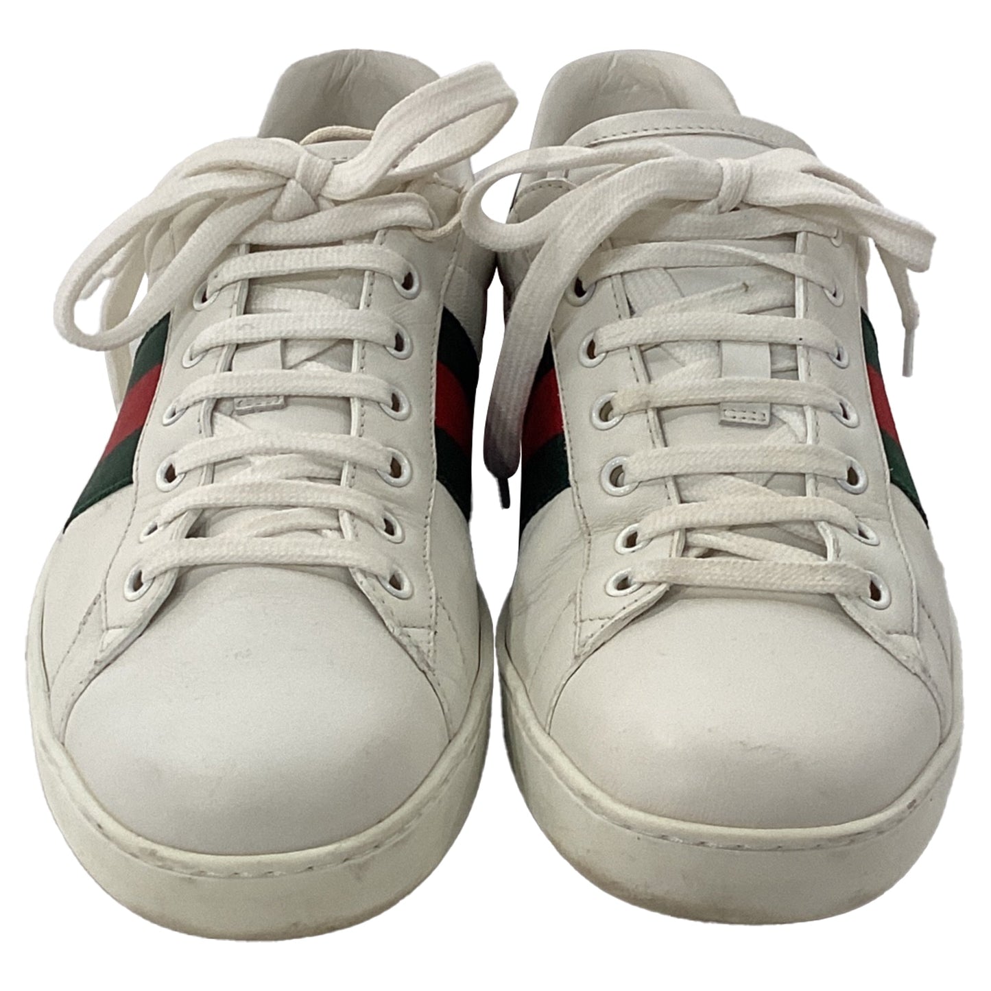 Gucci Ace Web Low-Top Sneakers in White Leather