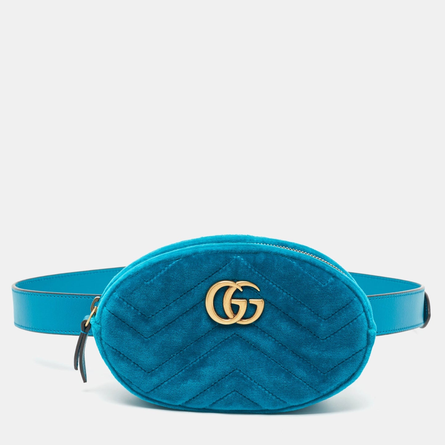 Luxury Gucci Trending 2025 Teal Green Matelass&eacute; Velvet GG Marmont Belt Bag