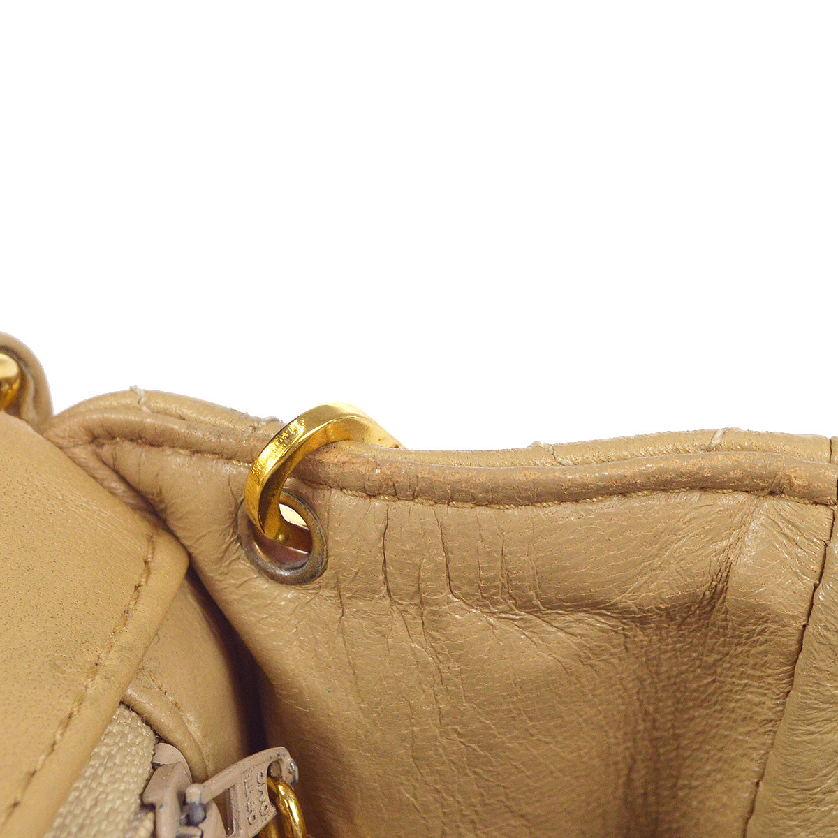 Luxury Chanel 1989-1991 Beige Lambskin Classic Square Flap Shoulder Bag 20