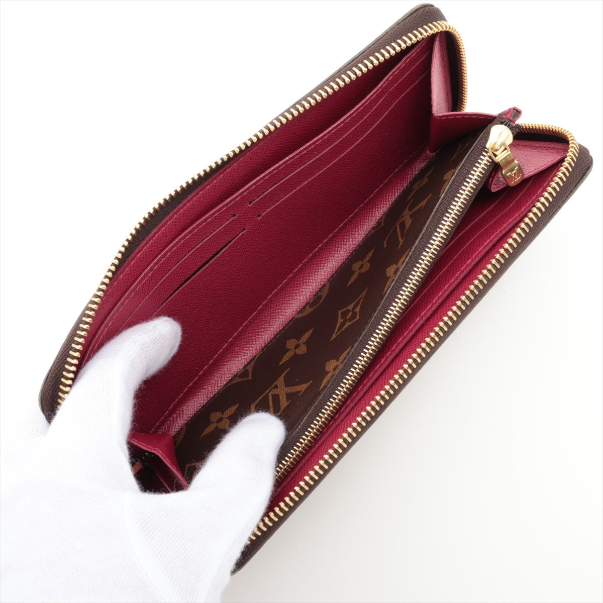 Louis Vuitton Monogram Portefolio Claimance M60742 Fuchsia Pink Round  Wallet